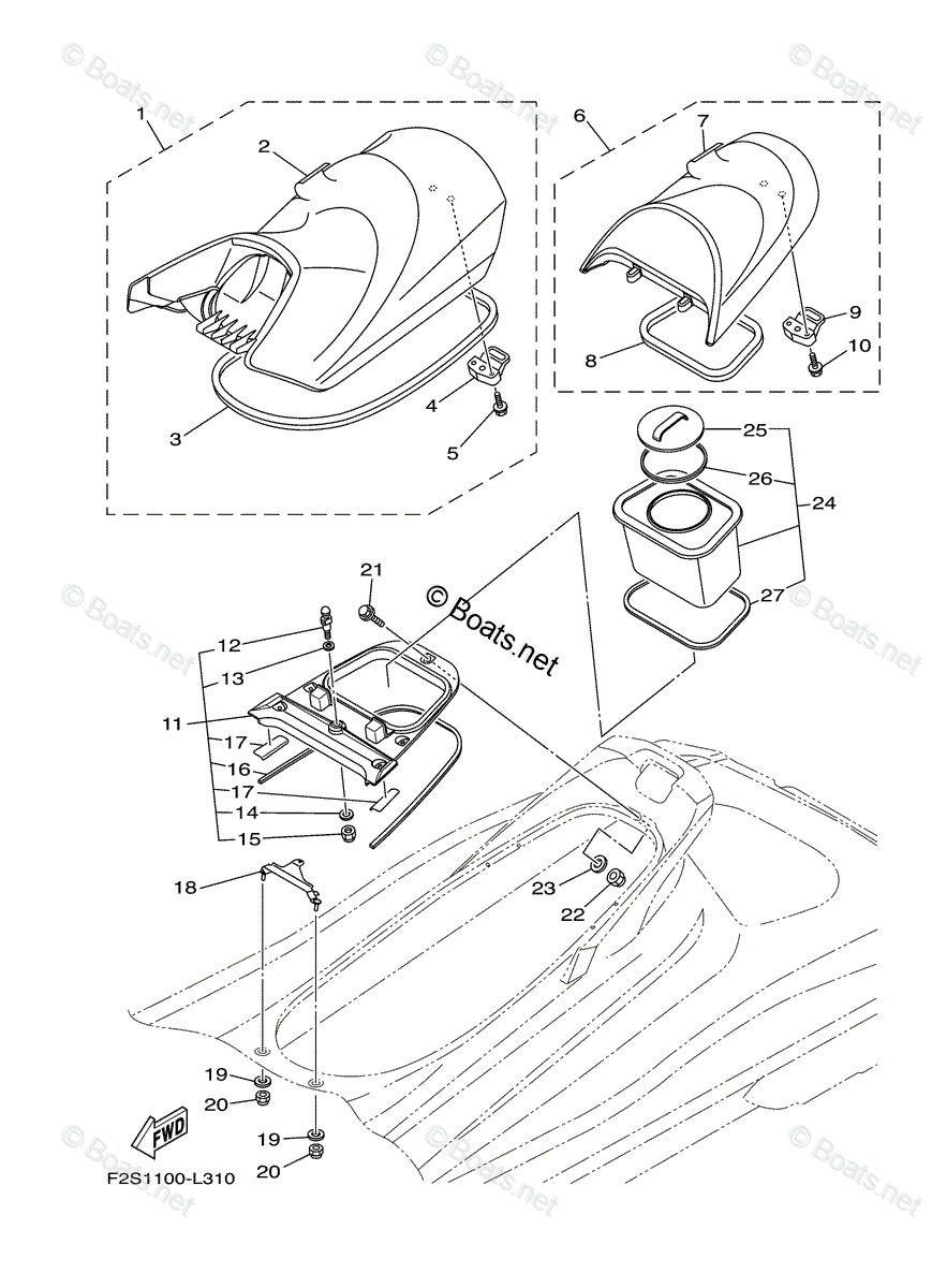 yamaページ Yamaha Waverunner 2015 OEM Parts Diagram for Seat & Under