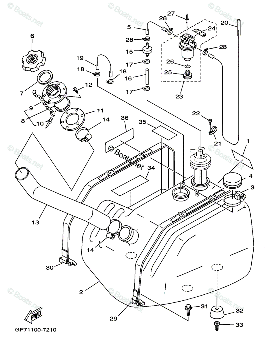 Yamaha Waverunner 1997 OEM Parts Diagram for FUEL TANK | Boats.net