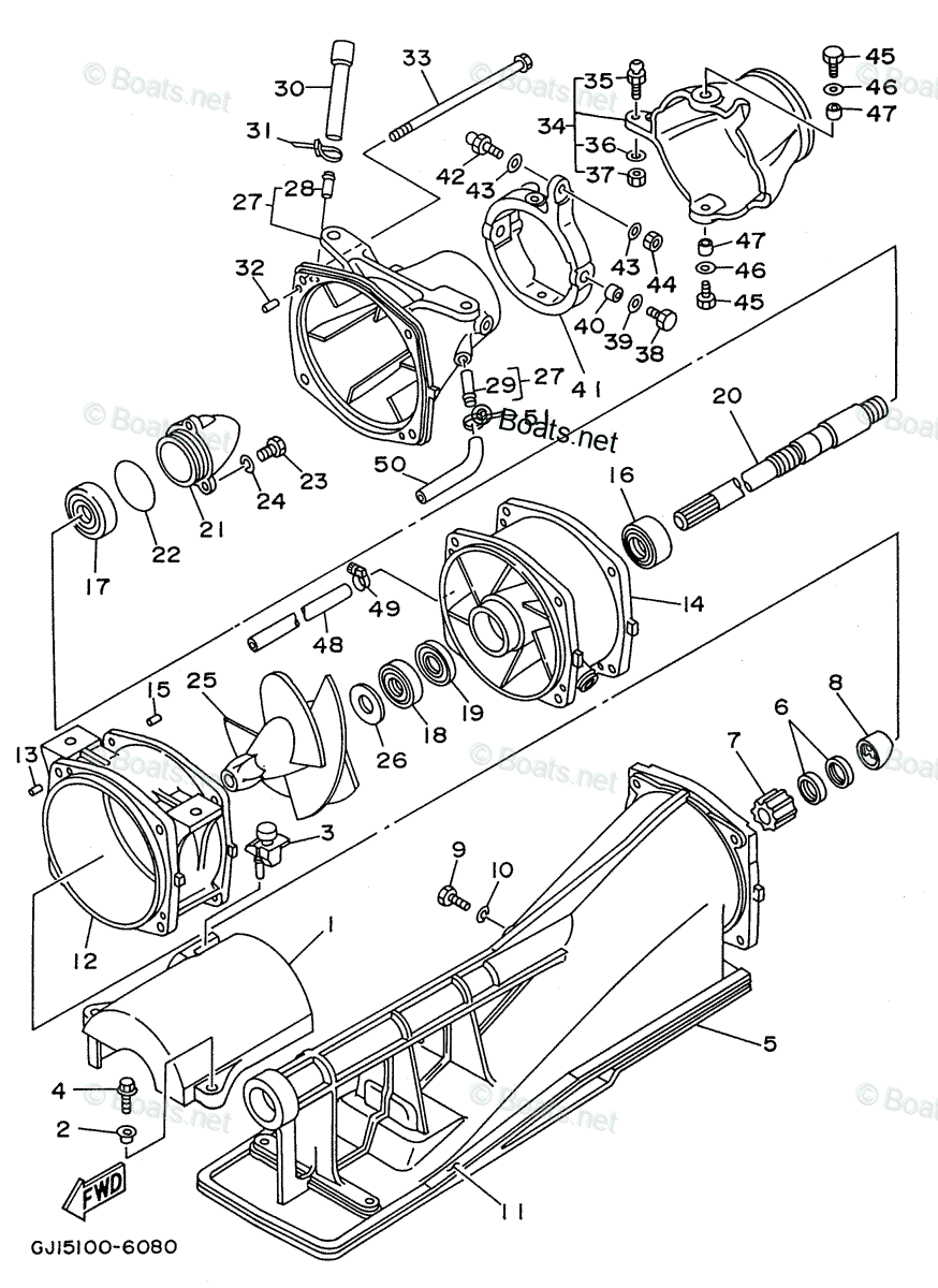 Yamaha Waverunner 1996 OEM Parts Diagram for Jet Unit 1 | Boats.net