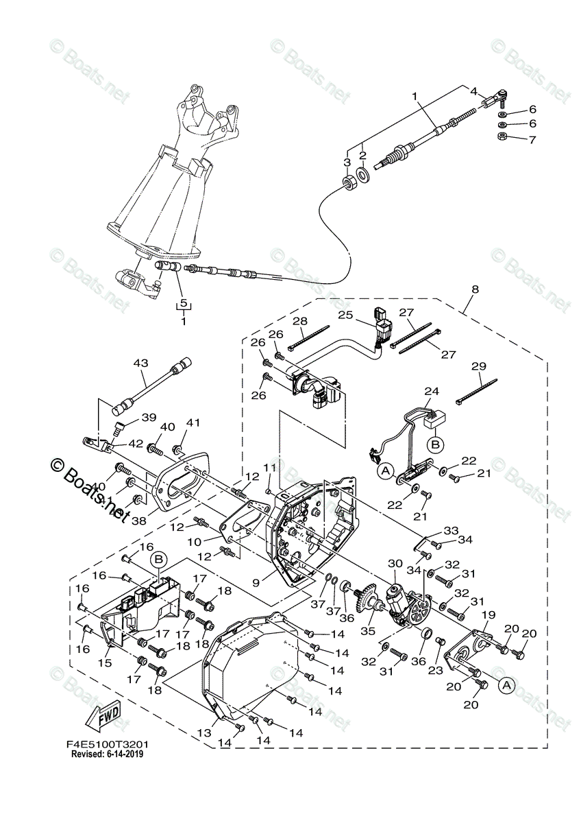 Yamaha Waverunner 2019 OEM Parts Diagram for CONTROL CABLE | Boats.net