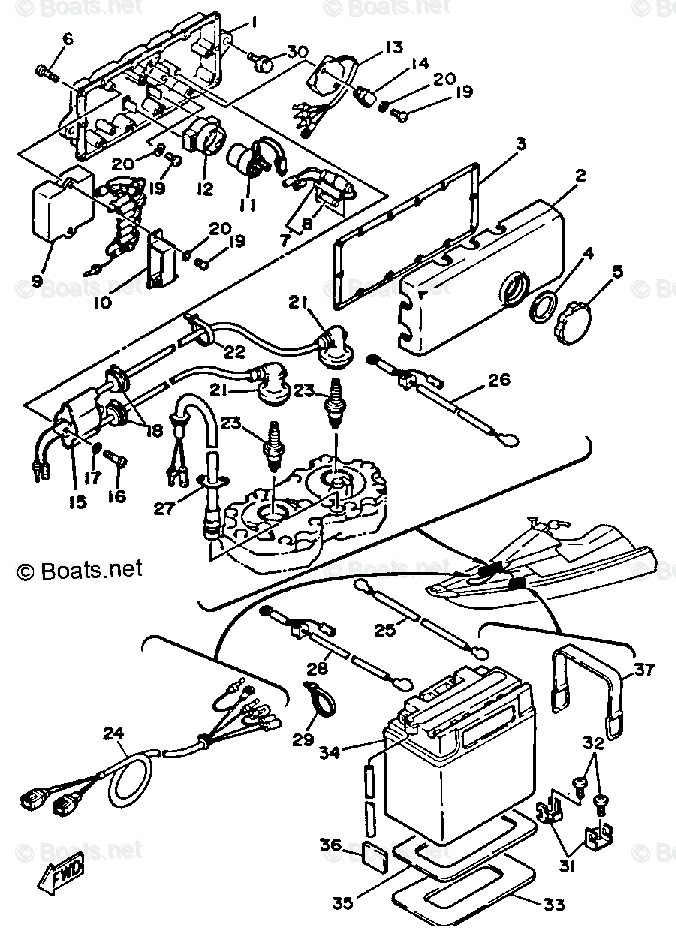 Yamaha Waverunner 1990 OEM Parts Diagram for ELECTRICAL (1) | Boats.net