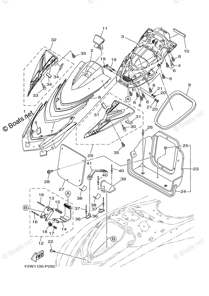 Yamaha Waverunner 2016 OEM Parts Diagram for Engine Hatch 2 