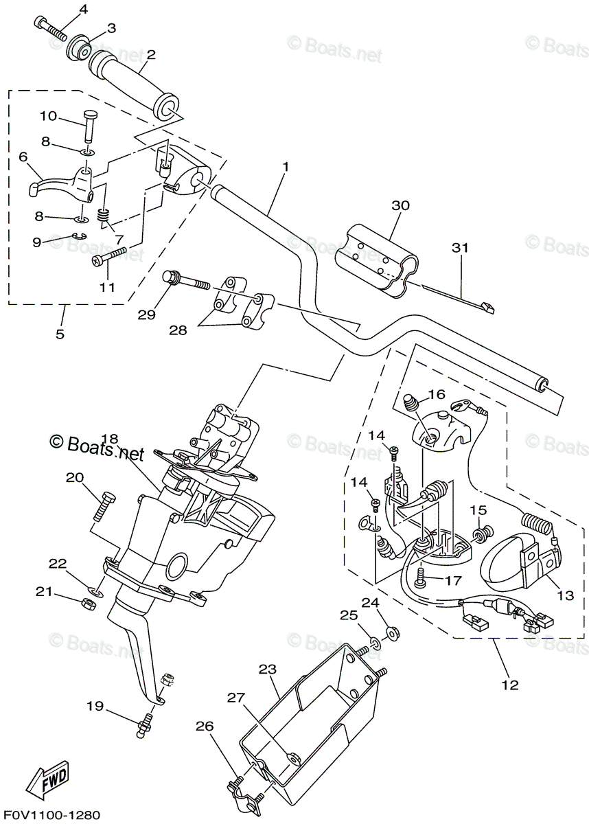 激安直営店 Parts OEM 2001 Waverunner Yamaha Diagram 1 Steering for 水上オートバイ用