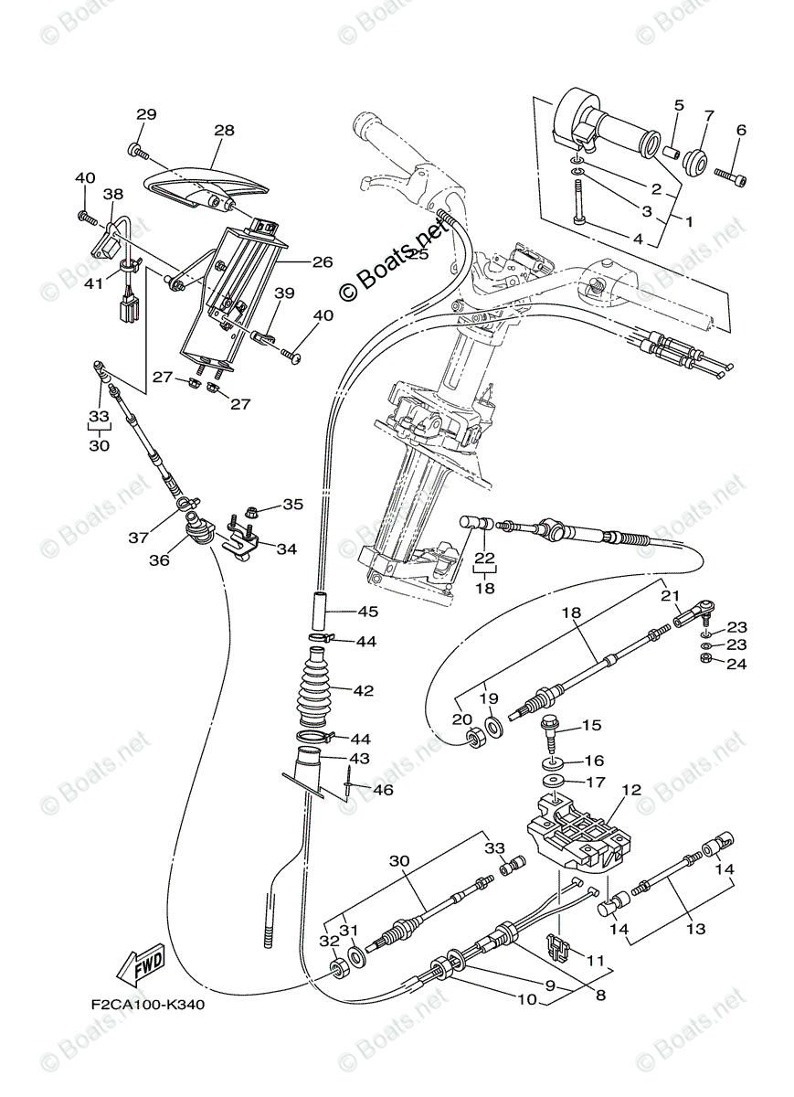 Yamaha Waverunner 2012 OEM Parts Diagram for CONTROL CABLE