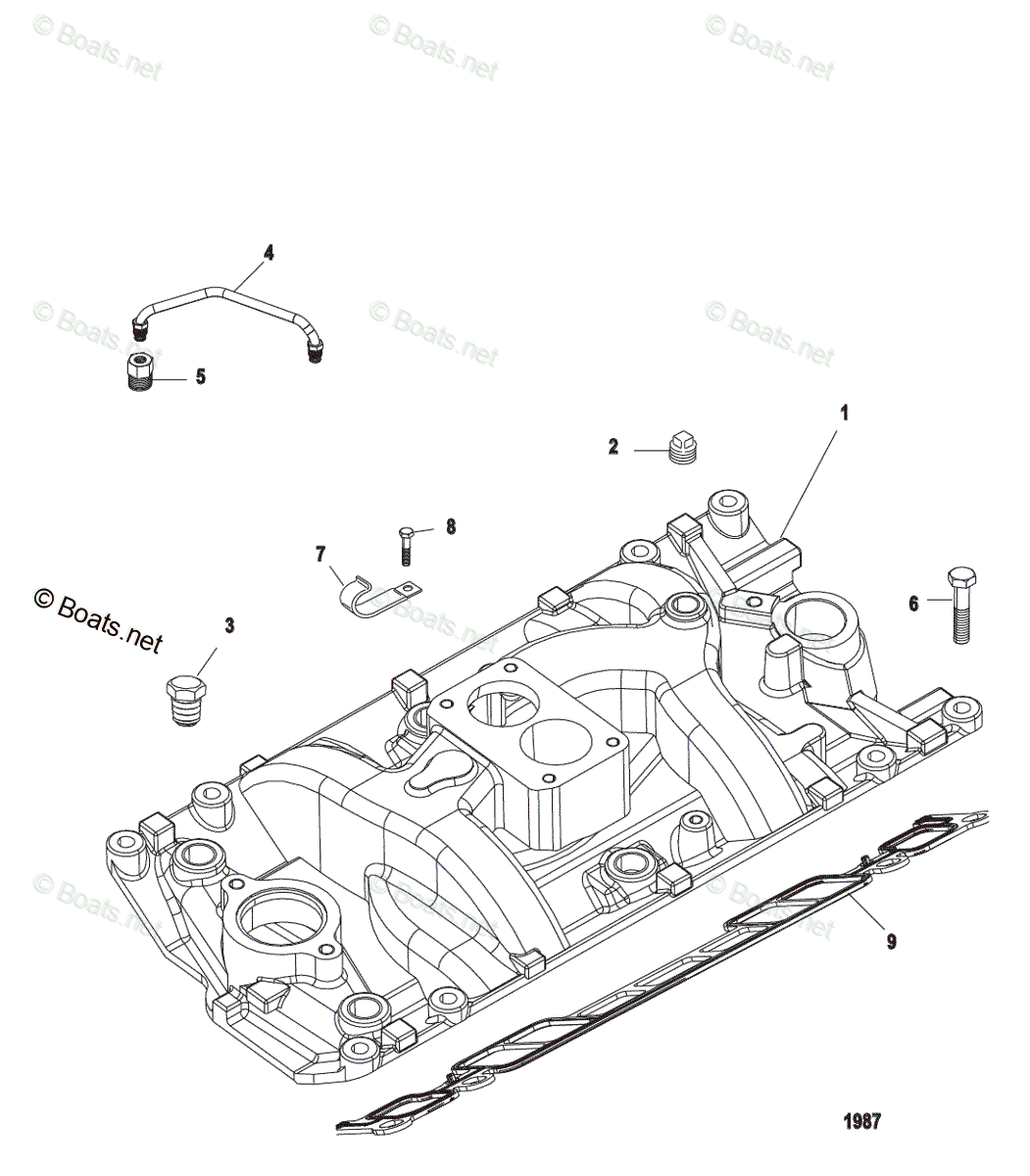Mercruiser Sterndrive Gas Engines OEM Parts Diagram for INTAKE MANIFOLD