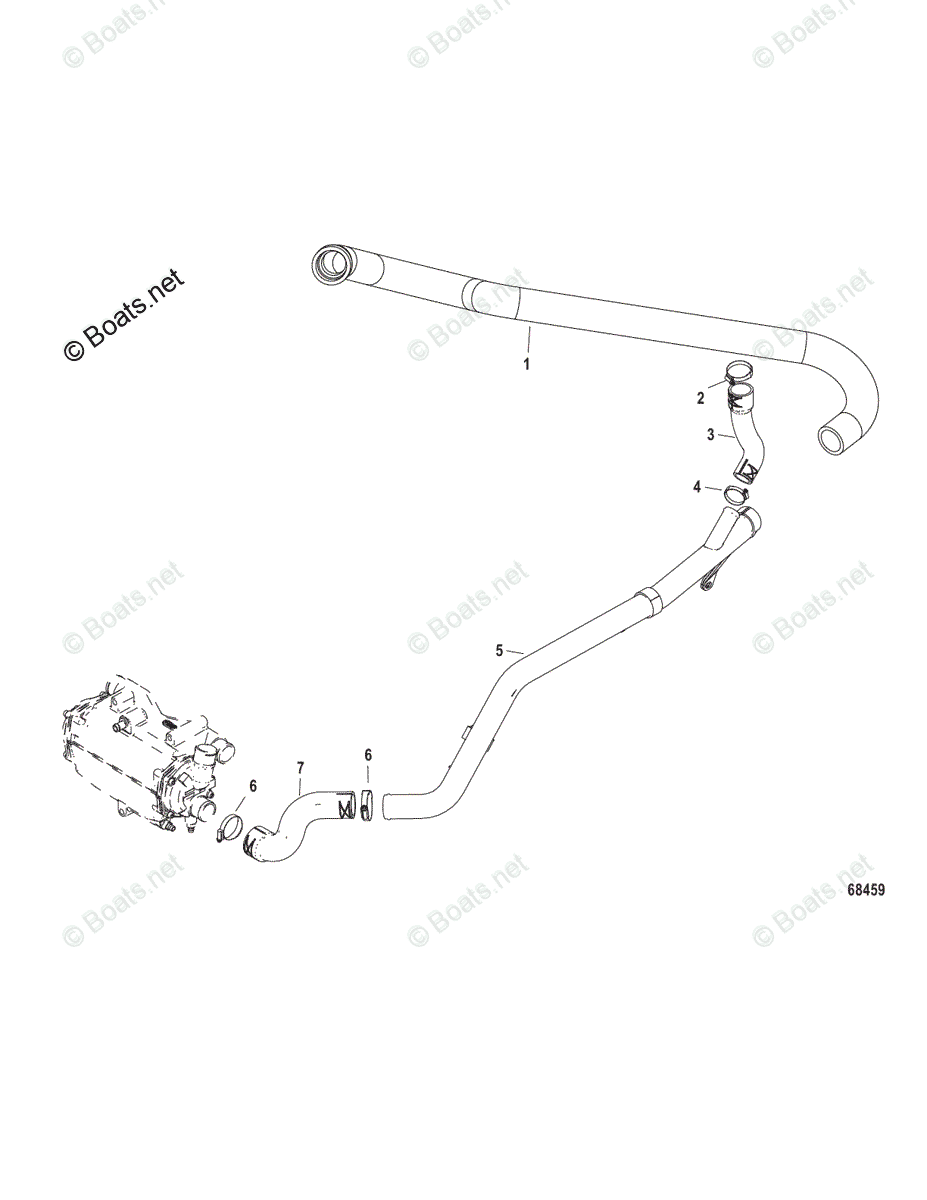 Mercruiser Sterndrive Diesel Engines OEM Parts Diagram for Sea Water