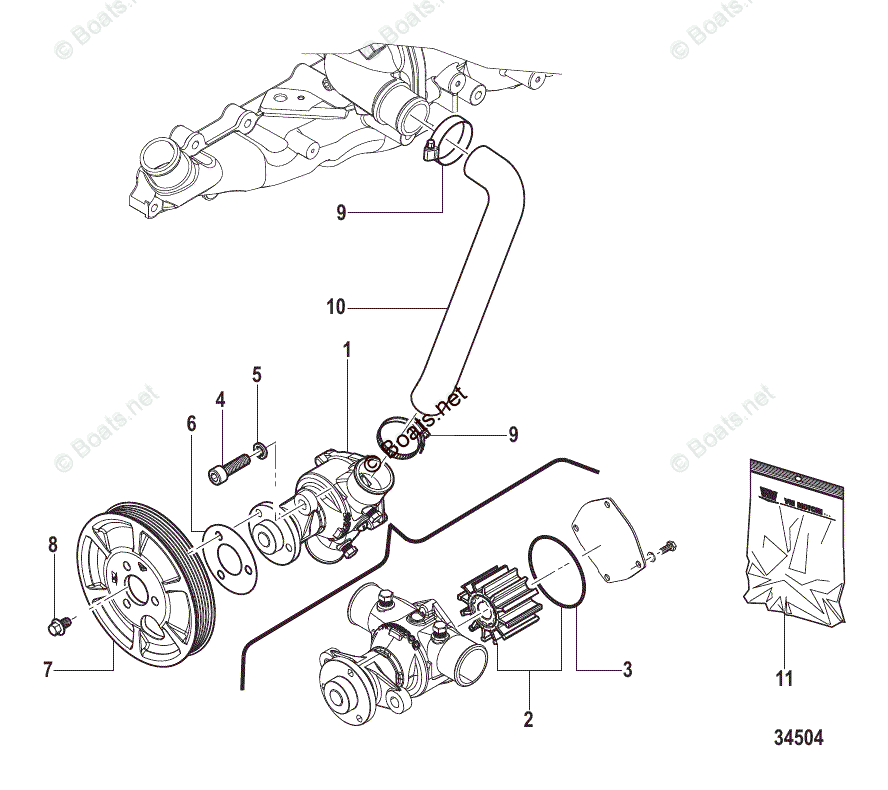 Mercruiser Inboard Diesel Engines OEM Parts Diagram for WATER PUMP