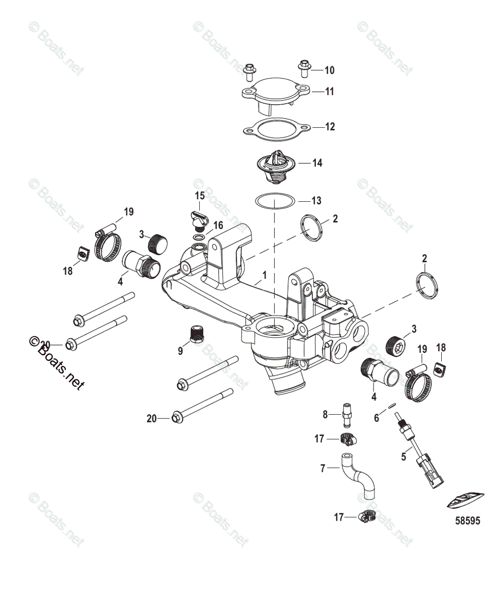 Mercruiser Sterndrive Gas Engines OEM Parts Diagram for Raw Water ...