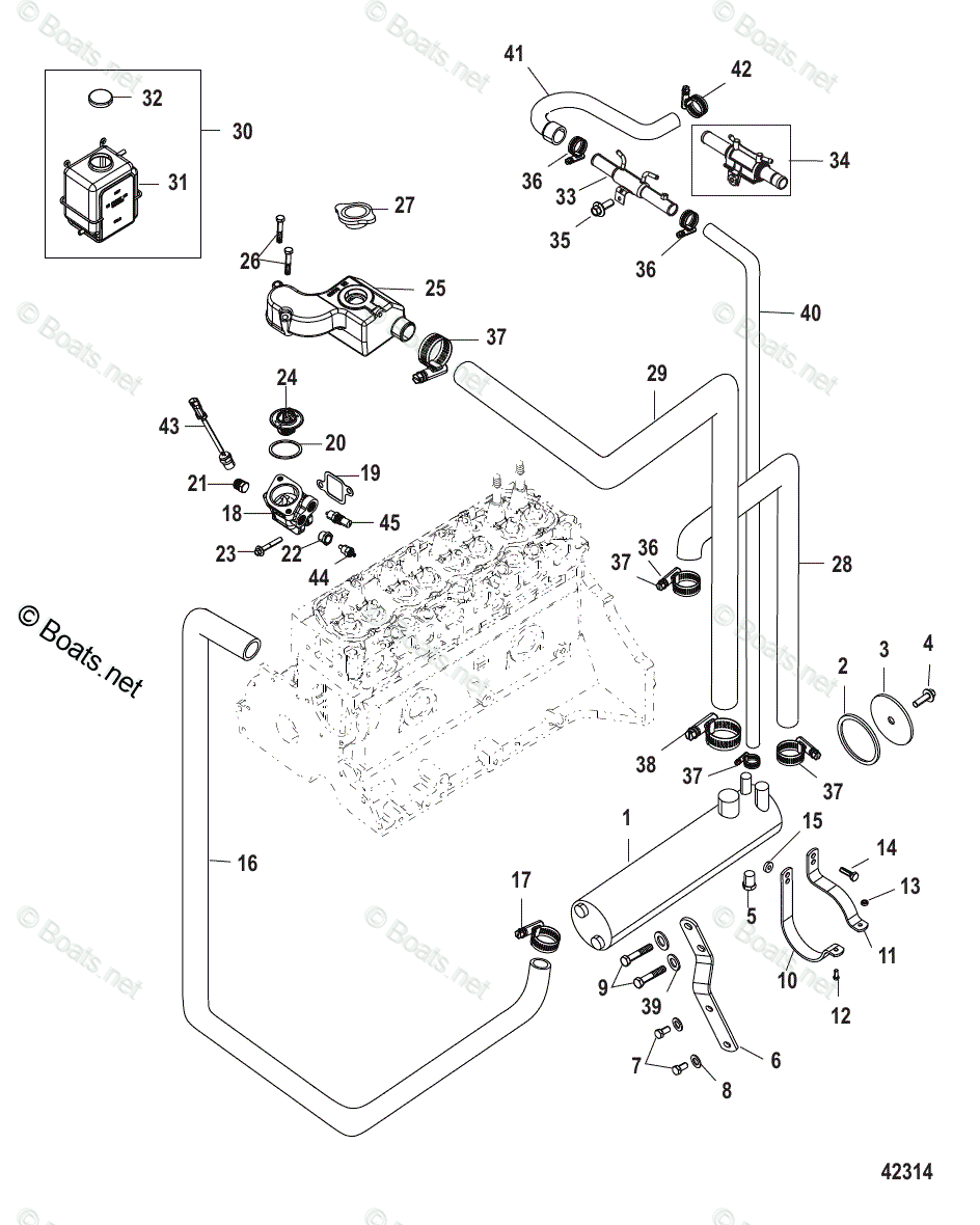 Mercruiser Sterndrive Gas Engines OEM Parts Diagram For CLOSED COOLING ...