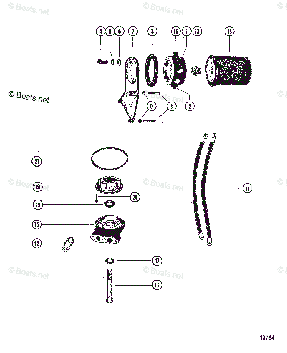 Mercruiser Sterndrive Gas Engines OEM Parts Diagram for Remote Oil