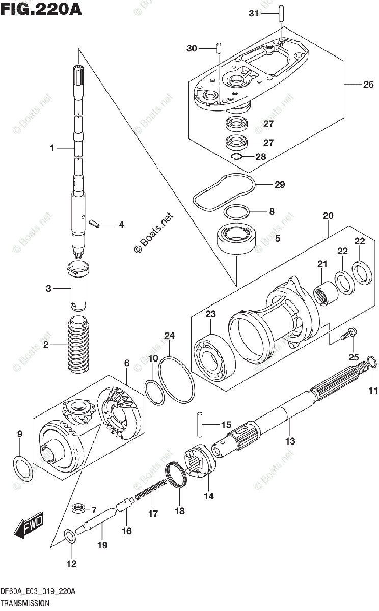 Suzuki Outboard 2019 OEM Parts Diagram for TRANSMISSION (DF40A)(DF50A ...