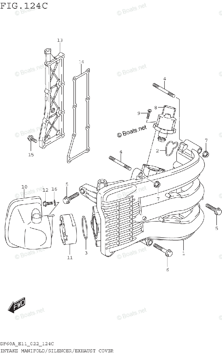 Suzuki Outboard 2022 OEM Parts Diagram for INTAKE MANIFOLD/SILENCER