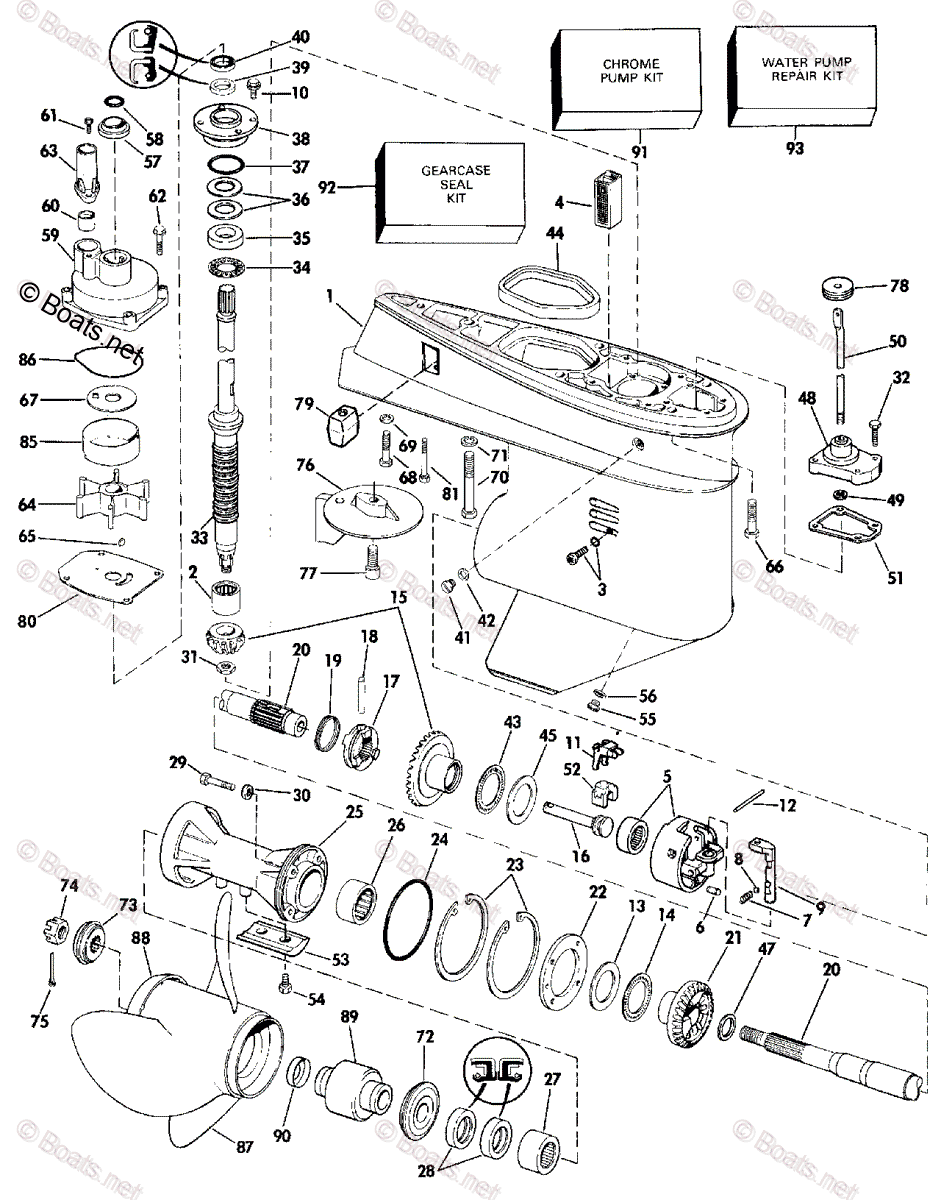Evinrude Outboard 1989 OEM Parts Diagram for Gearcase | Boats.net