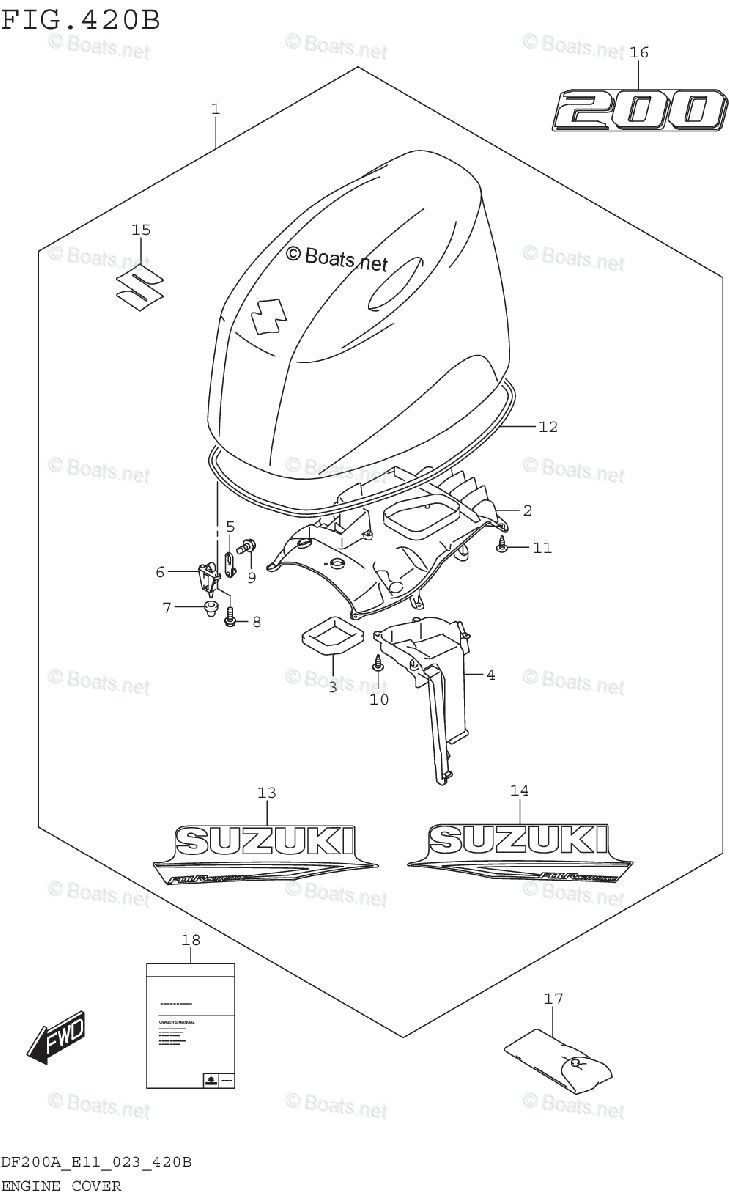Suzuki Outboard 2023 OEM Parts Diagram for ENGINE COVER ((DF200AT ...
