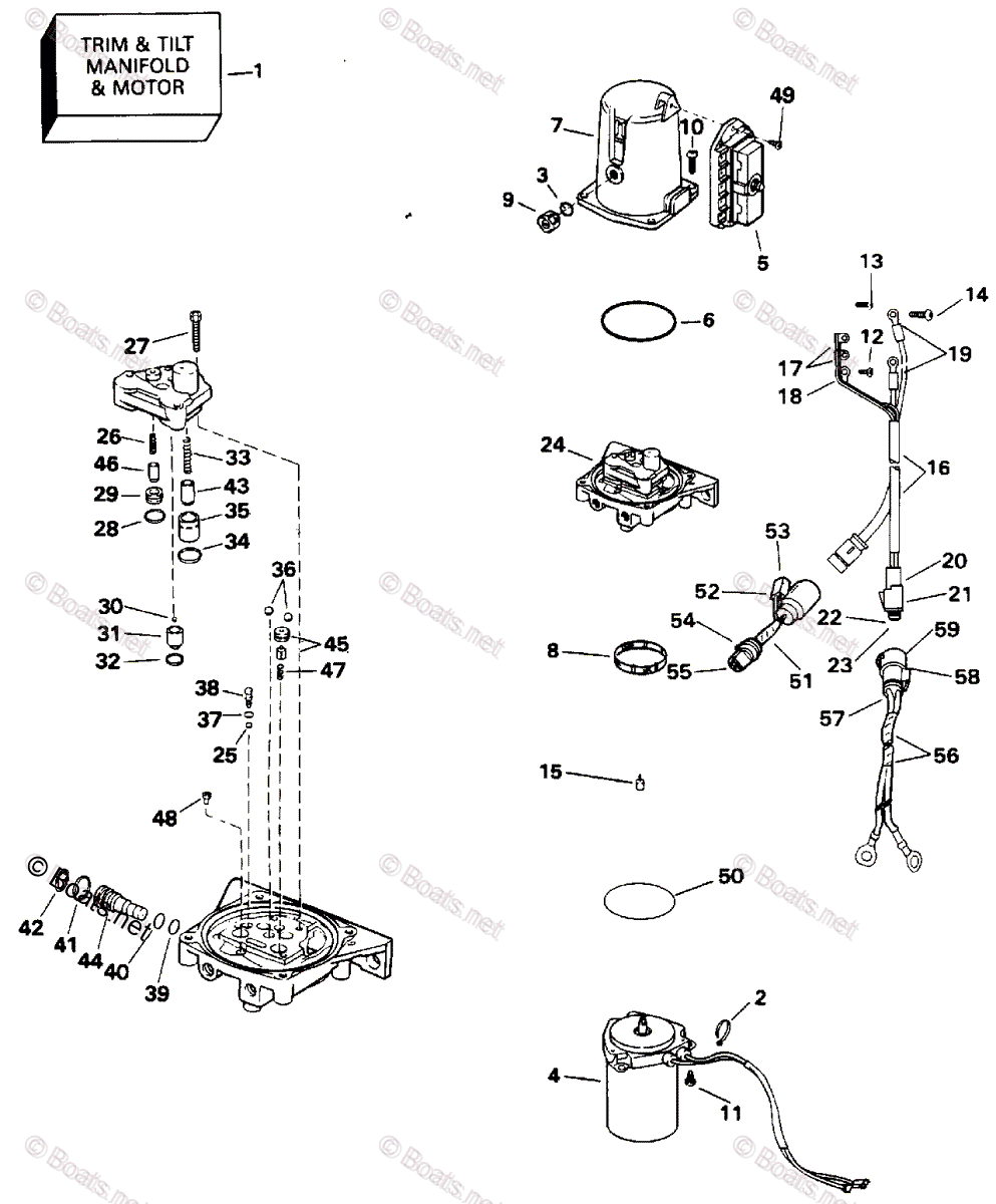 獅子　NＴ-93 Johnson Outboard 1993 OEM Parts Diagram for Power Trim/Tilt