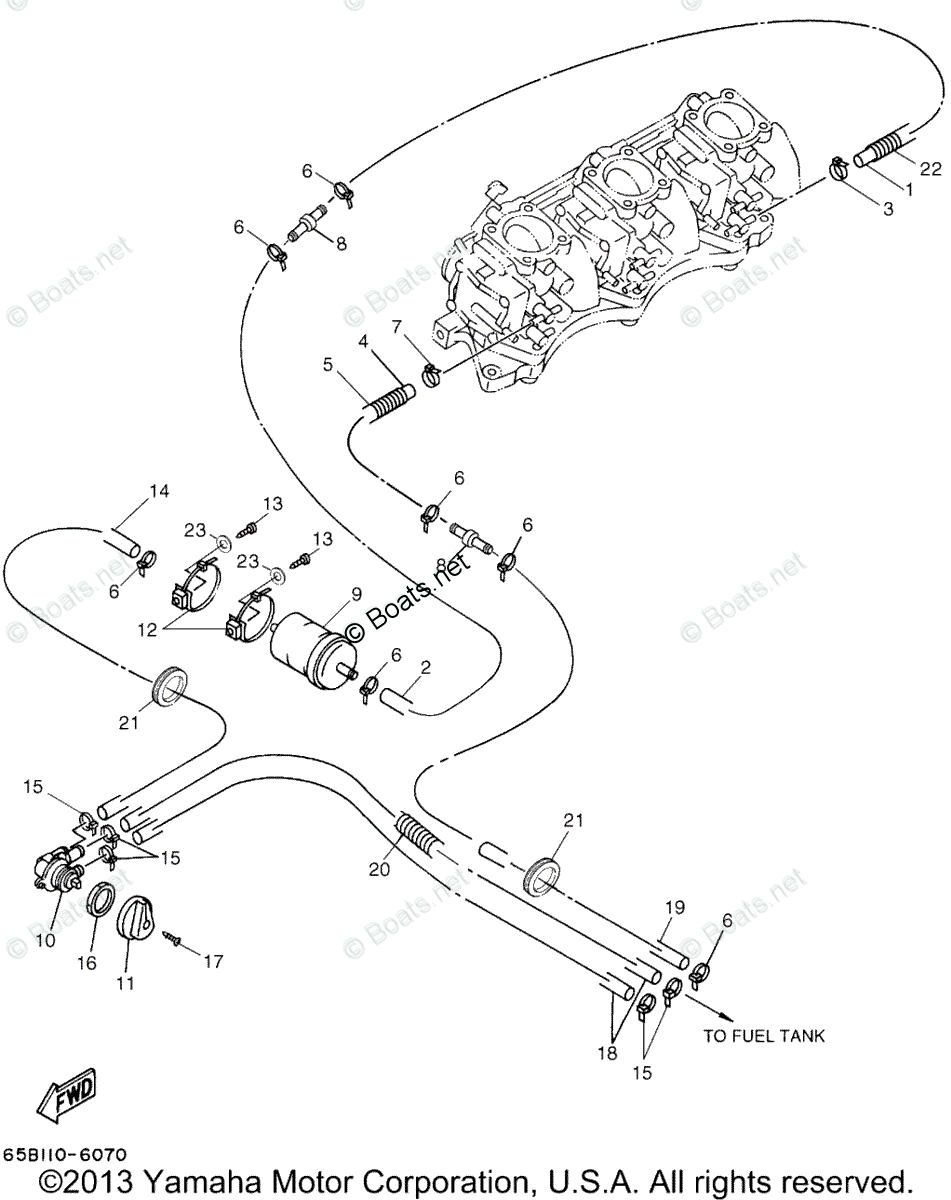 Yamaha Boats 2000 OEM Parts Diagram for Fuel Port Engine