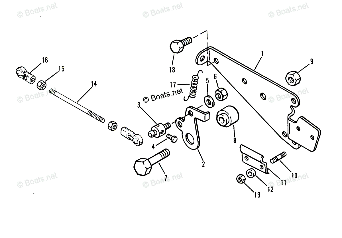 Mercury Outboard 25HP OEM Parts Diagram for THROTTLE LINKAGE