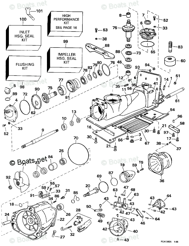OMC Turbo Jet 115HP OEM Parts Diagram for Jet Pump