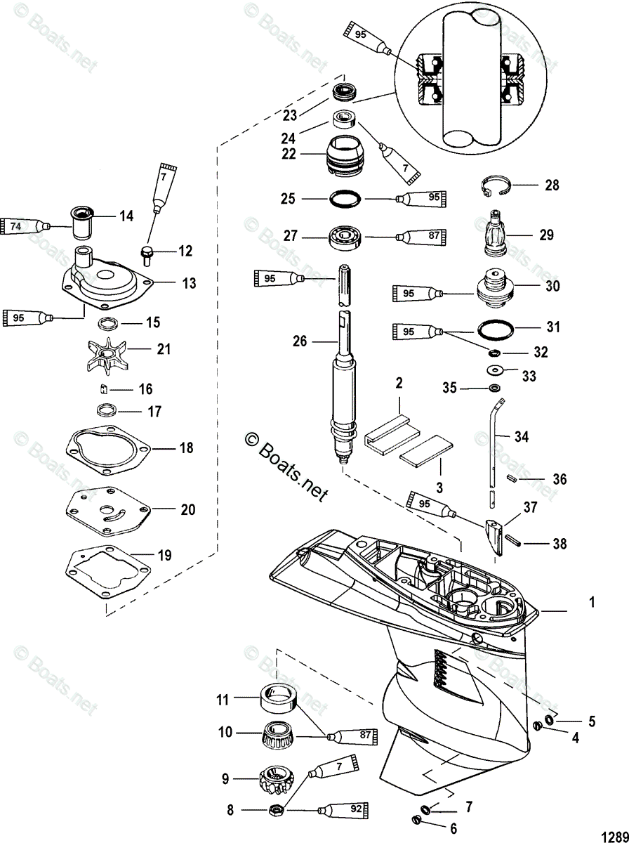 Mercury Outboard 40HP OEM Parts Diagram for Gear Housing(Driveshaft