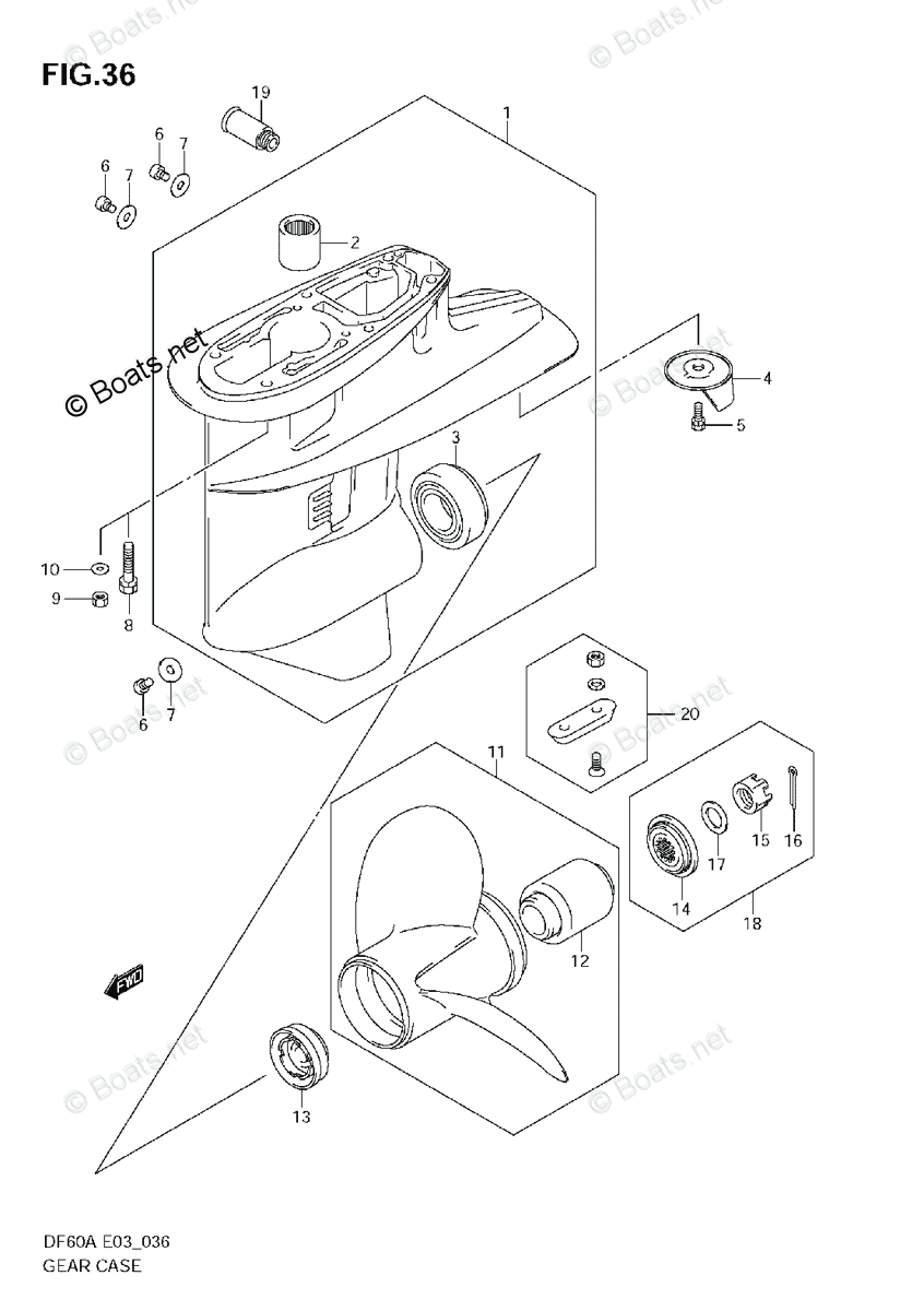 Suzuki Outboard 50HP OEM Parts Diagram for GEAR CASE | Boats.net