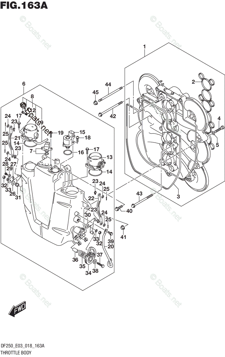 Suzuki Outboard 2018 OEM Parts Diagram for THROTTLE BODY (DF200T DF200Z ...