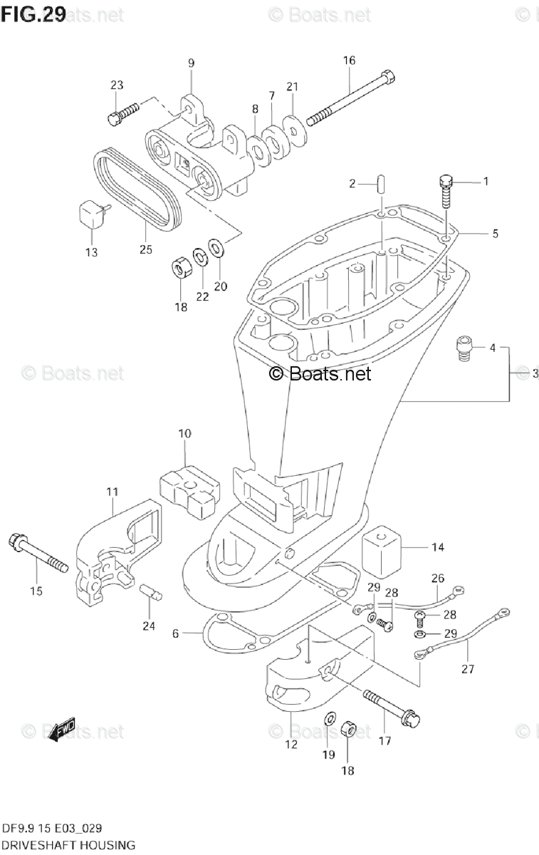 Suzuki Outboard 2002 OEM Parts Diagram for DRIVESHAFT HOUSING | Boats.net