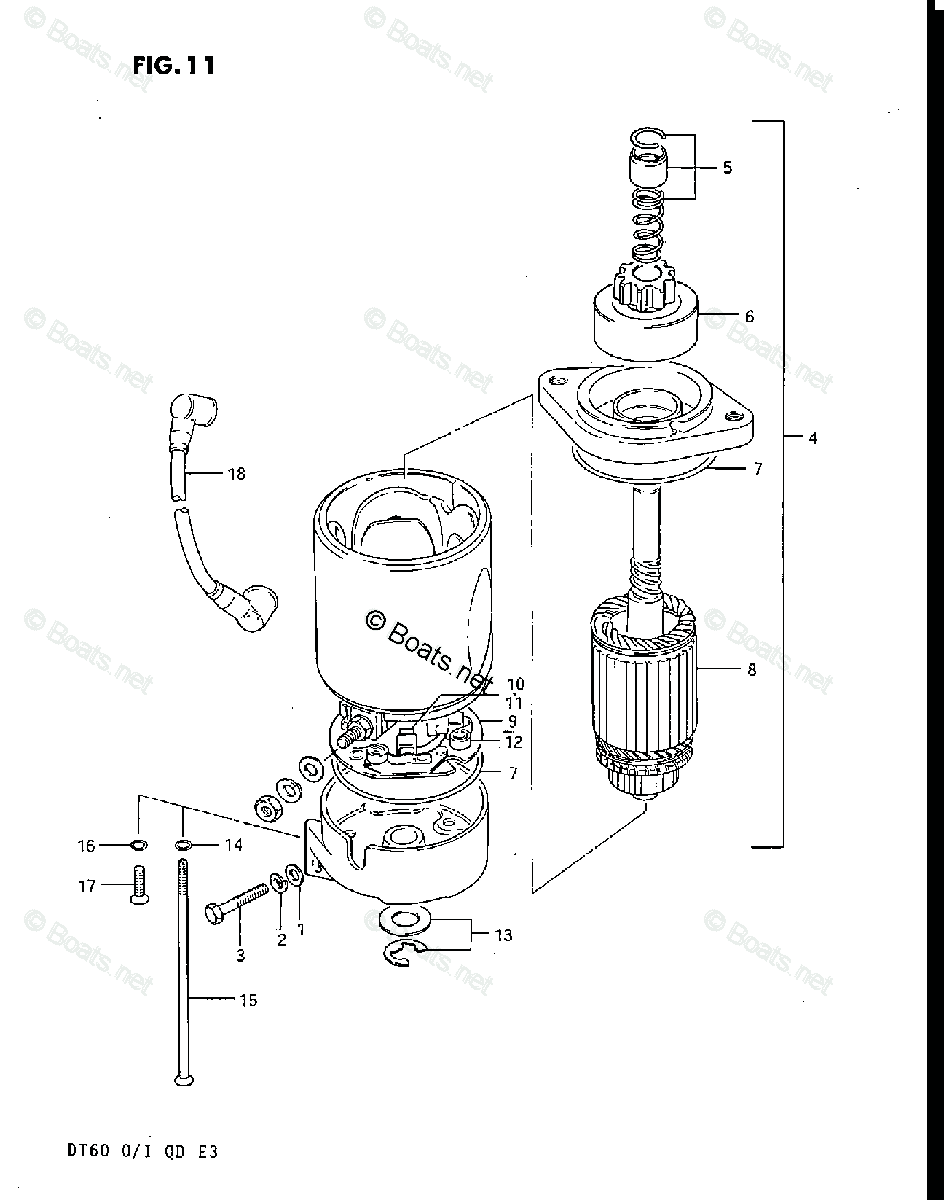 Suzuki Outboard Parts by Year 1983 OEM Parts Diagram for STARTING MOTOR