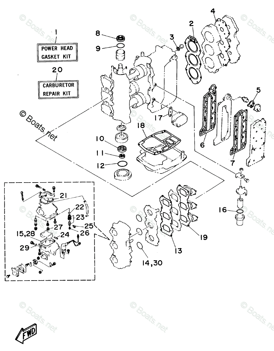 Yamaha Outboard Parts by Year 1996 OEM Parts Diagram for Repair Kit 1