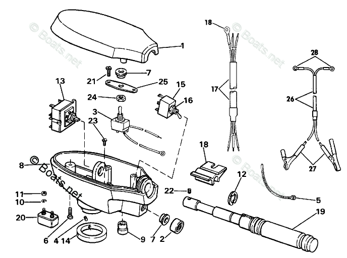 OMC Trolling Motor 24 Volt OEM Parts Diagram for Steering Housing Group