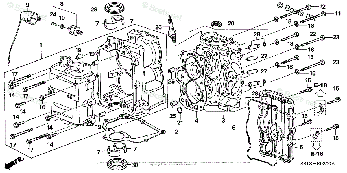 Honda Outboard Parts by HP & Serial Range 8HP OEM Parts Diagram for