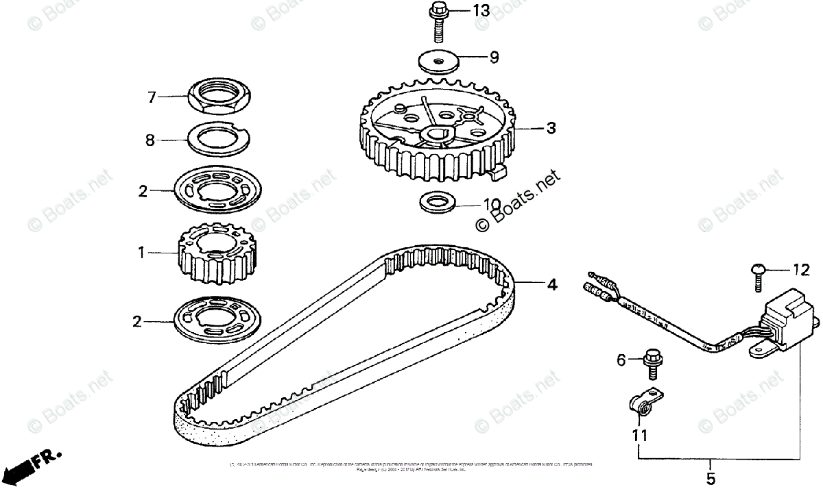 Honda Outboard 15HP OEM Parts Diagram for TIMING BELT | Boats.net