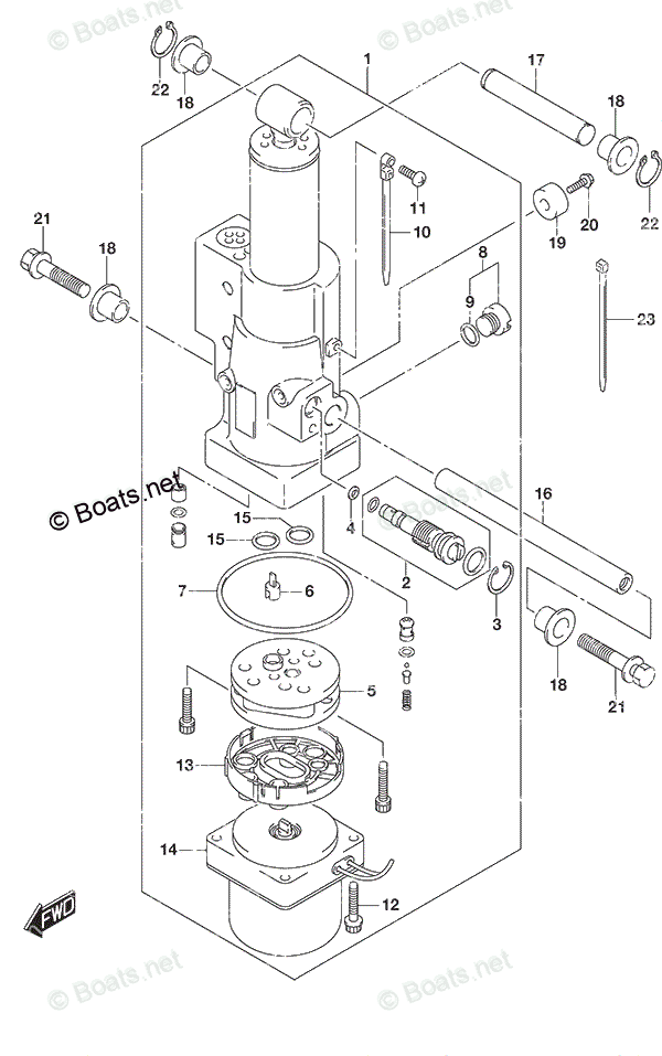 Suzuki Outboard 15HP OEM Parts Diagram for Tilt Cylinder | Boats.net