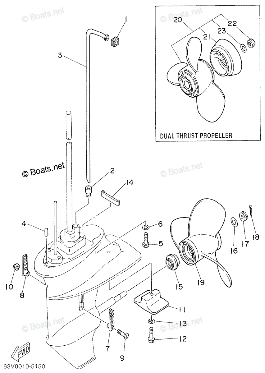 Yamaha Outboard 1999 OEM Parts Diagram for Lower Casing