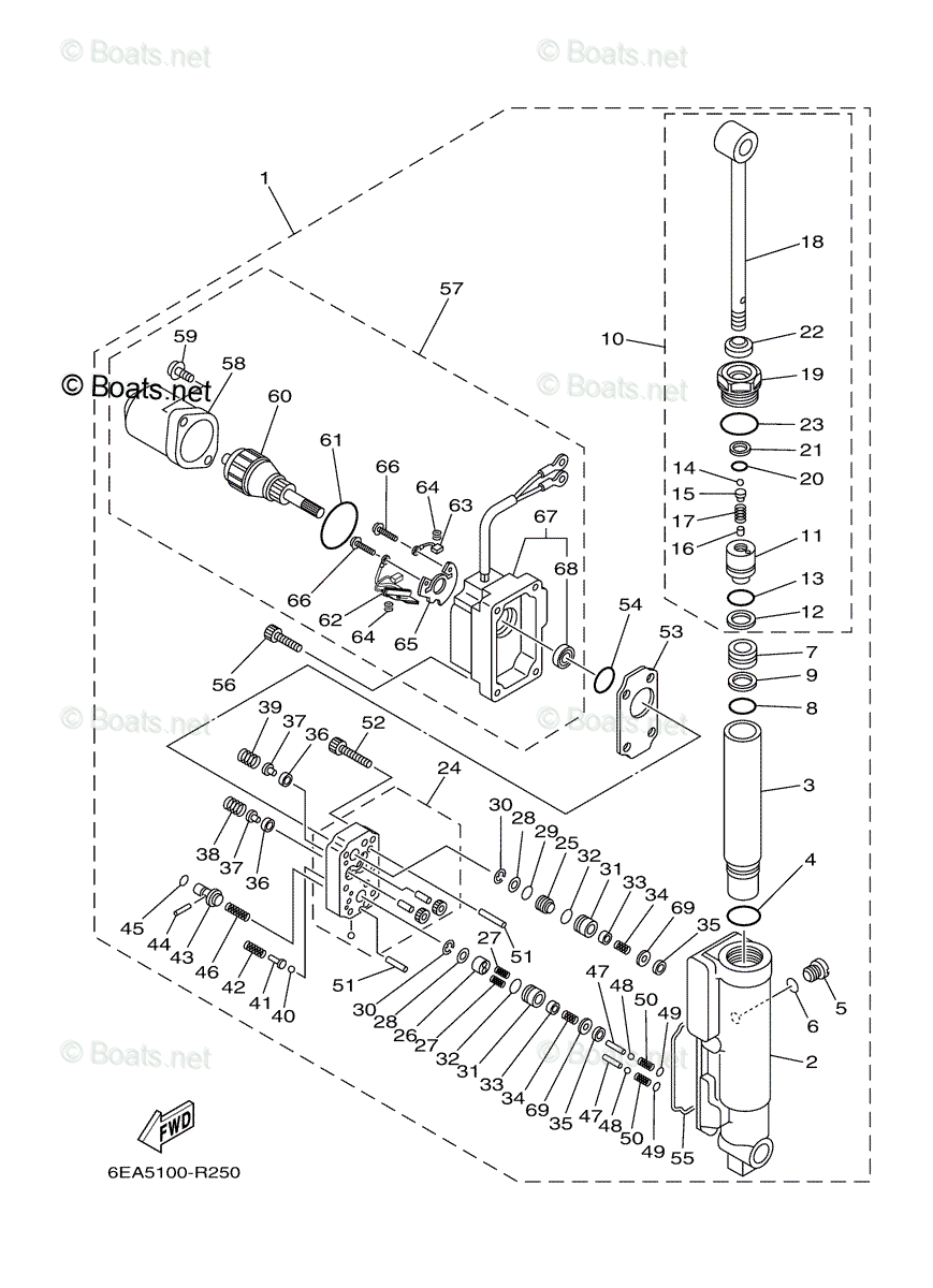 Yamaha Outboard 2018 OEM Parts Diagram for Power Tilt Assy