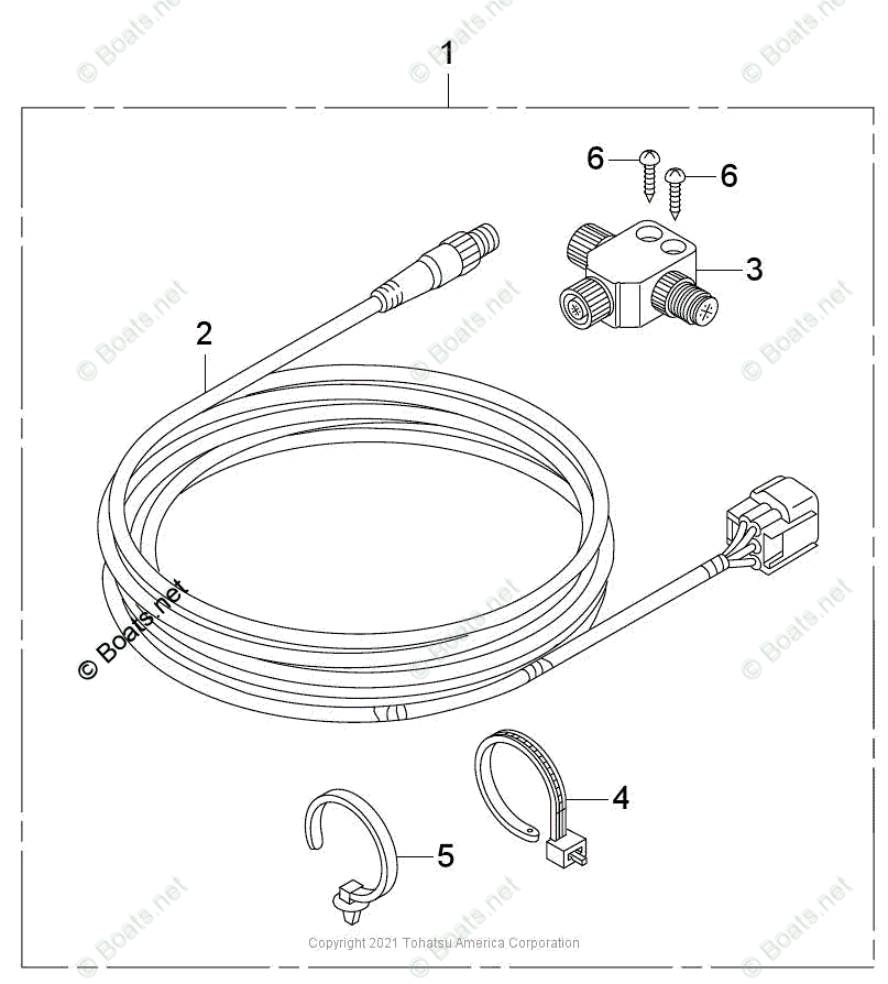Tohatsu Outboard 2021 OEM Parts Diagram for Interface Cable Kit