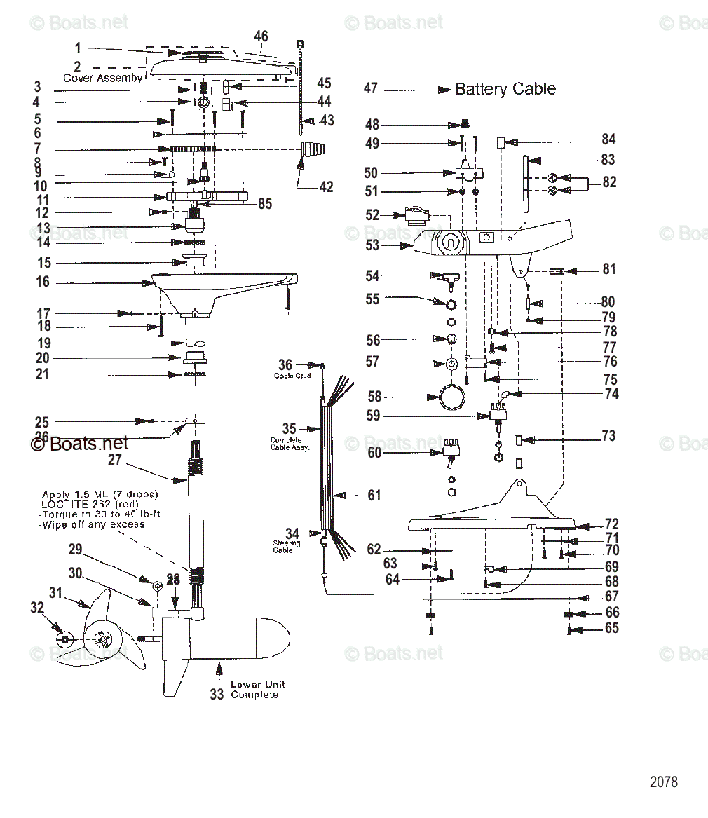 Trolling Motor 700 Series OEM Parts Diagram for