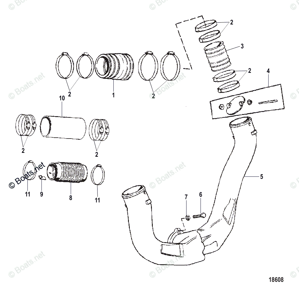 Mercruiser Sterndrive Exhaust & Cooling Kits OEM Parts Diagram for