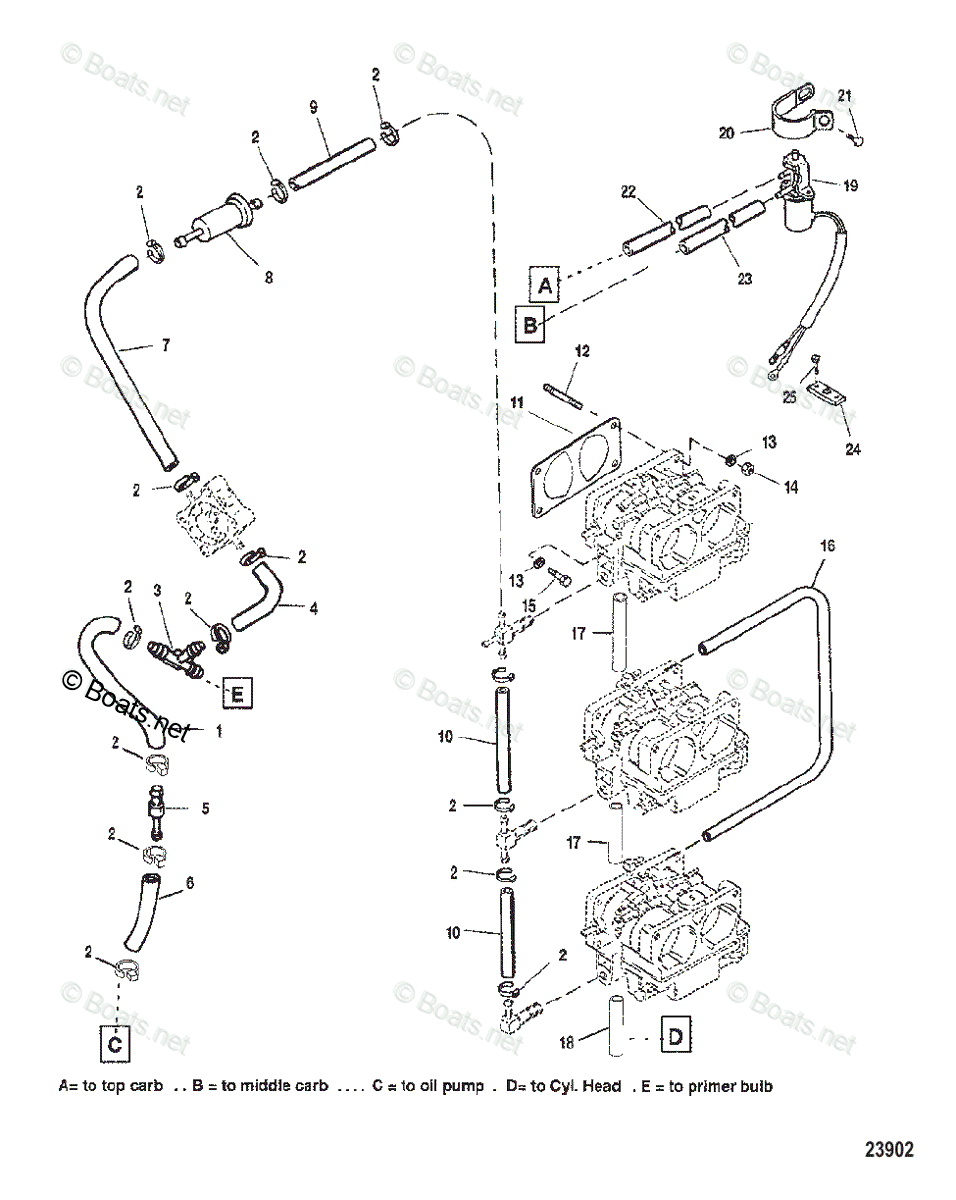 Mercury Outboard 135HP OEM Parts Diagram for Fuel Lines | Boats.net