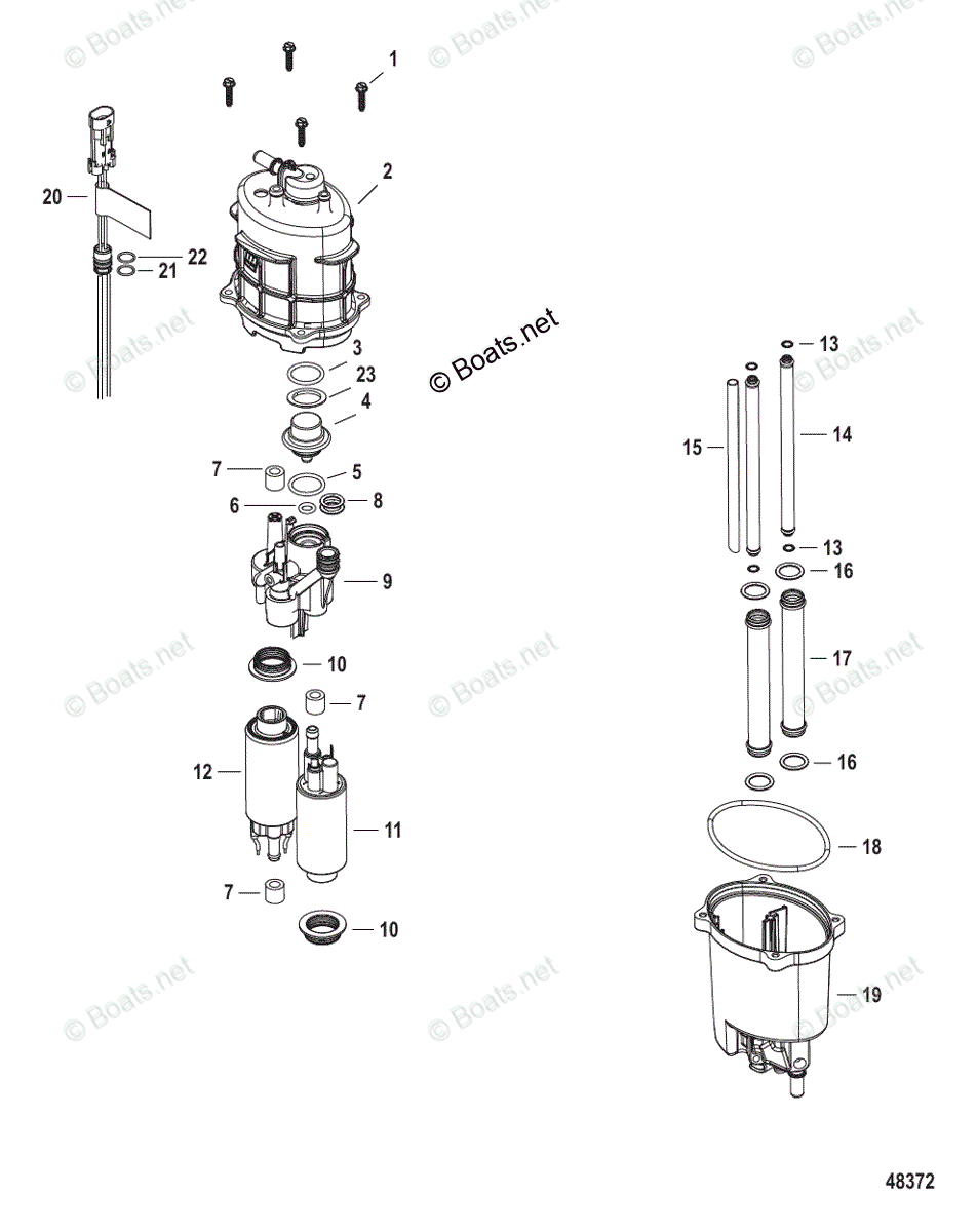 Mercruiser Inboard Gas Engines OEM Parts Diagram for Fuel Supply Module