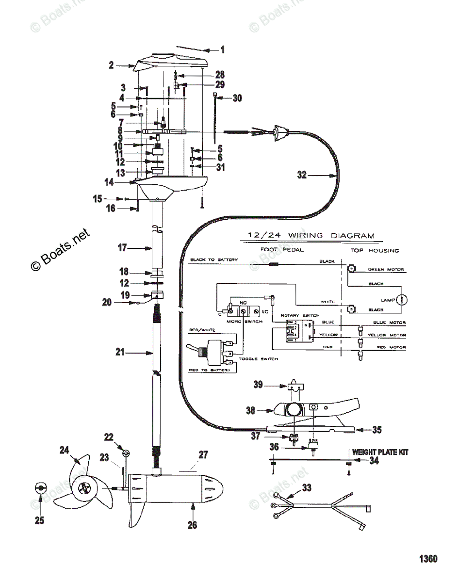 Trolling Motor Energy Series OEM Parts Diagram for Complete Trolling Motor