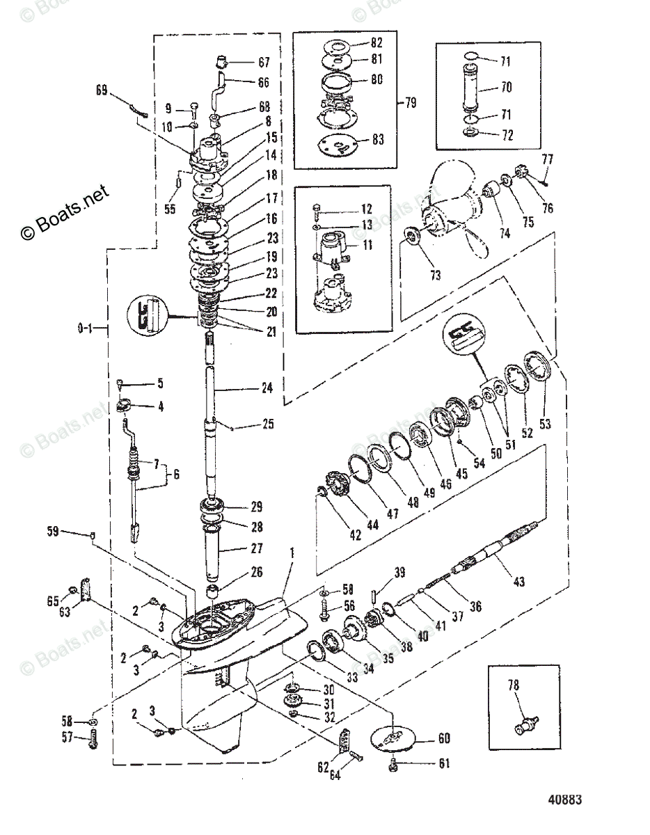 Mercury Outboard 30HP OEM Parts Diagram for Gearhousing | Boats.net