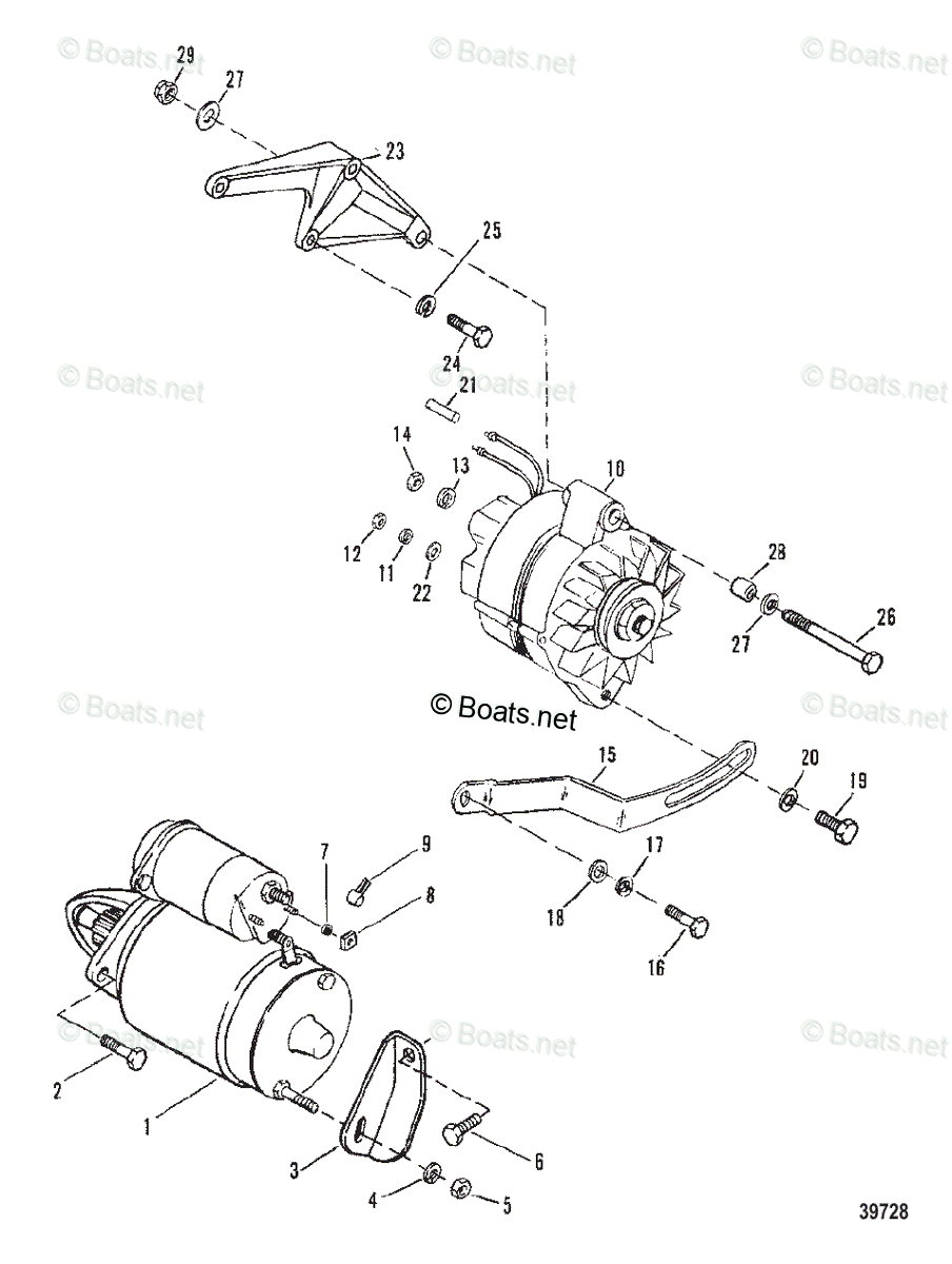 Mercruiser Sterndrive Gas Engines OEM Parts Diagram for STARTER AND
