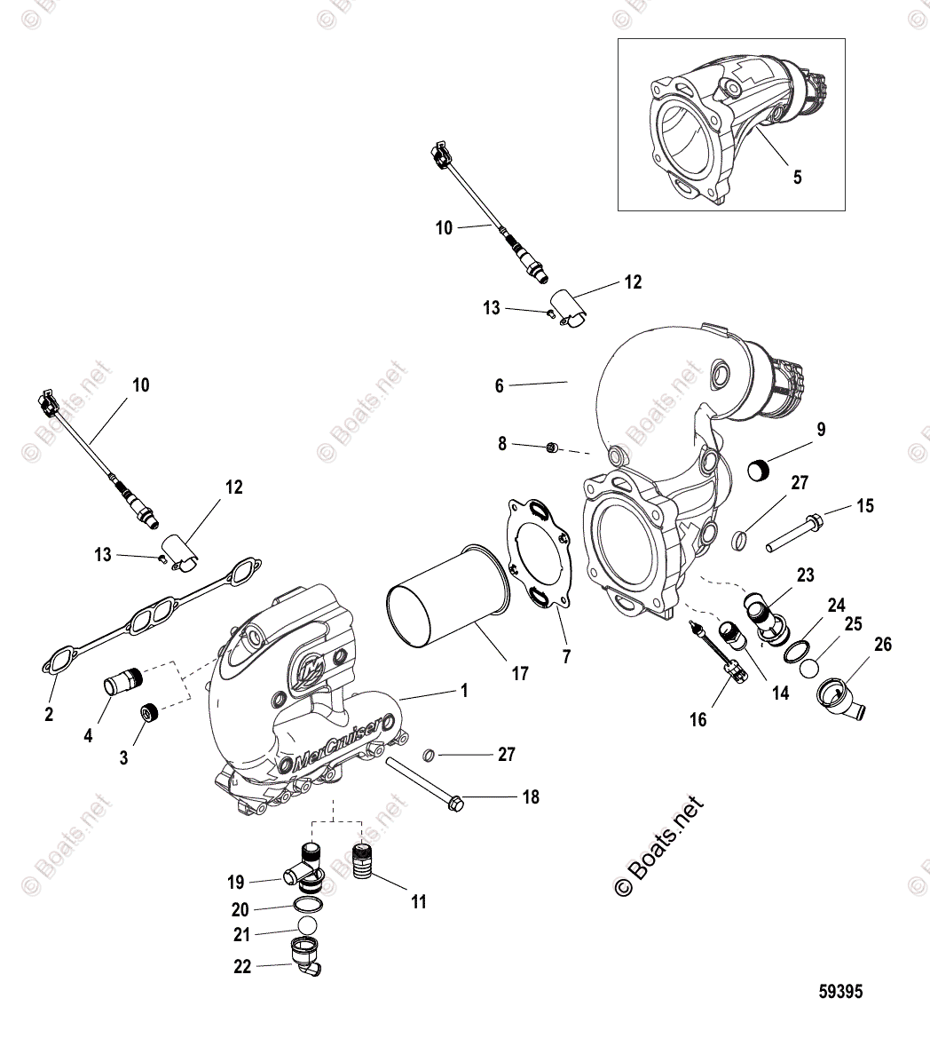 Mercruiser Sterndrive Gas Engines OEM Parts Diagram for Exhaust ...