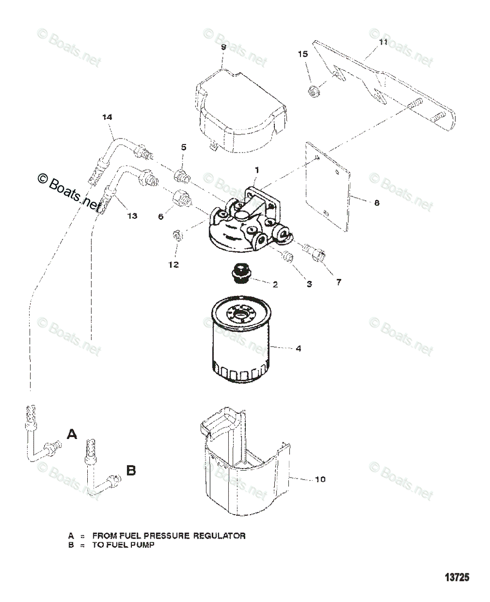 Mercruiser Inboard Gas Engines OEM Parts Diagram for FUEL FILTER