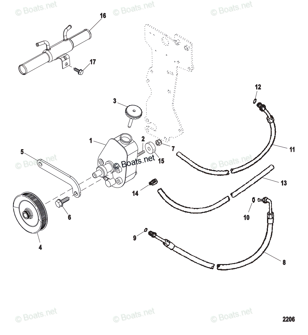 Mercruiser Sterndrive Gas Engines OEM Parts Diagram for Power Steering