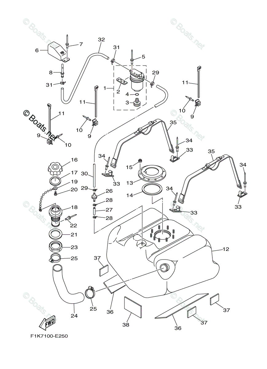 Yamaha Waverunner 2007 OEM Parts Diagram for FUEL TANK