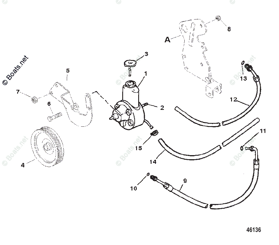 Mercruiser Sterndrive Gas Engines OEM Parts Diagram for Power Steering