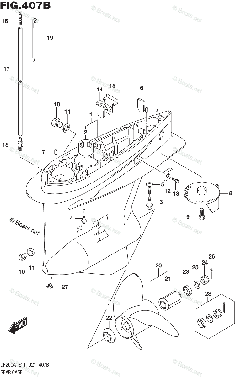 Suzuki Outboard 2021 OEM Parts Diagram for GEAR CASE ((DF200AT DF175AT ...