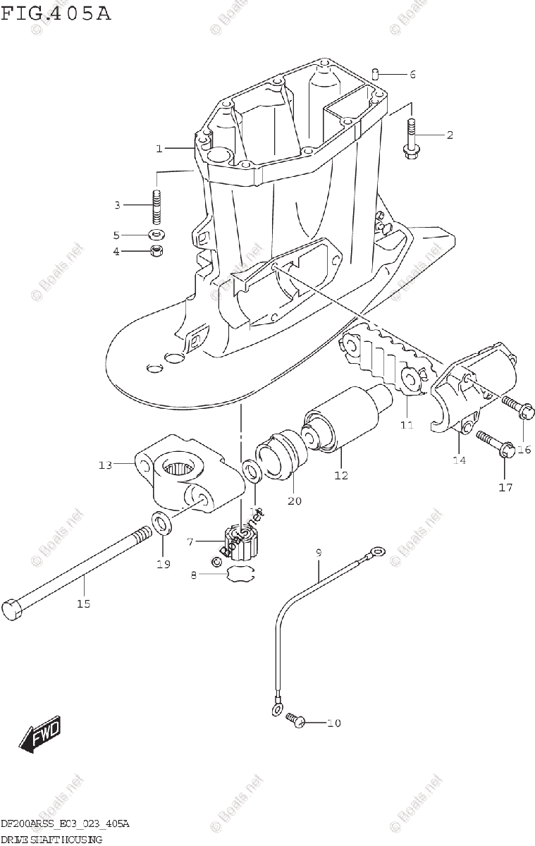 Suzuki Outboard 2023 OEM Parts Diagram for DRIVE SHAFT HOUSING | Boats.net