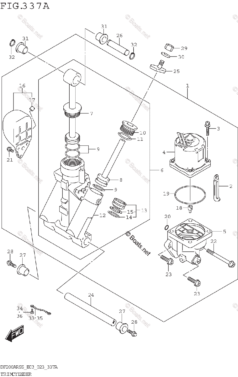 Suzuki Outboard 2023 Oem Parts Diagram For Trim Cylinder 5724